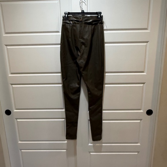 Nookie‎ Faux Leather Leggings Olive Green High Waist Pants Size L - Picture 4 of 9